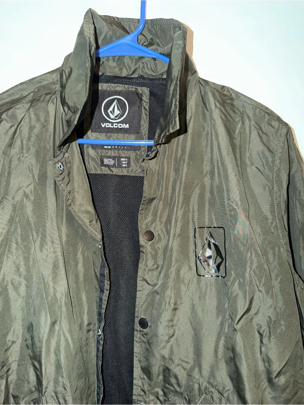 Volcom True To This Water Resistant Coach Jacket Olive Green Men’s Smalla